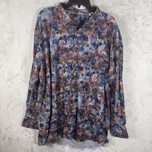 Visconti‎ Shirt Mens 3XL Multicolor Abstract Button Up Long Sleeve Modal